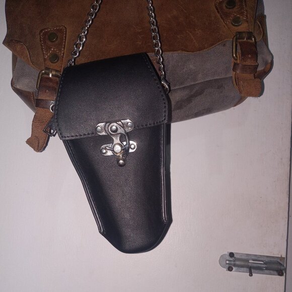 Coffin Purse Crossbody Leather& Chain strap.Goth Bag. - Picture 1 of 5
